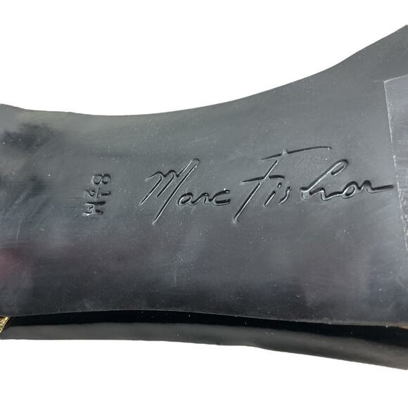 Marc Fisher Sandal SZ 8.5 Women Gold Belia Ankle Strap Stiletto Heel Snakeskin - Picture 11 of 15